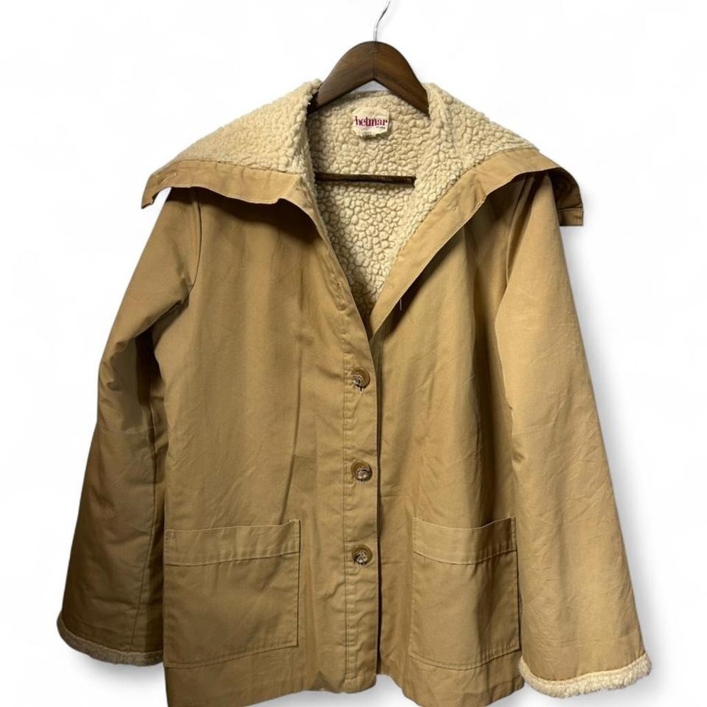 Womens true vintage 70s tan and cream sherpa lined jacket 22" ptp